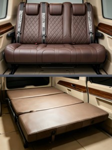 Asiento Cama Plegable de Cuero para 3 Personas para Autocaravanas, Modelo L009S, para Maxus V80 V90, Sprinter, <span class=keywords><strong>Caravelle</strong></span>, VW T5/<span class=keywords><strong>T6</strong></span> - Product Image 5