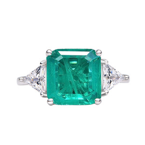 MuShan Jewelry Factory 10*10mm <span class=keywords><strong>Bague</strong></span> d'émeraude simulée pour <span class=keywords><strong>femme</strong></span> Bracelet d'émeraude en argent 925 - Product Image 2