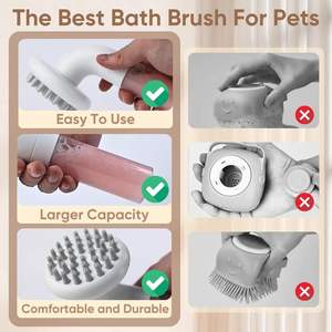 Pet <b>Shampoo</b> <b>Brush</b> With Massage Nodes For Dogs Cats Soft Silicone Bathing Tool 80ml Capacity - Product Image 3