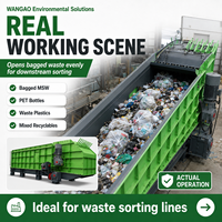 Machine à ouvrir les sacs poubelles municipaux WANGAO série PD, broyeur de sacs poubelles, 5-50 TPH, certifiée CE, usine de recyclage des déchets solides urbains