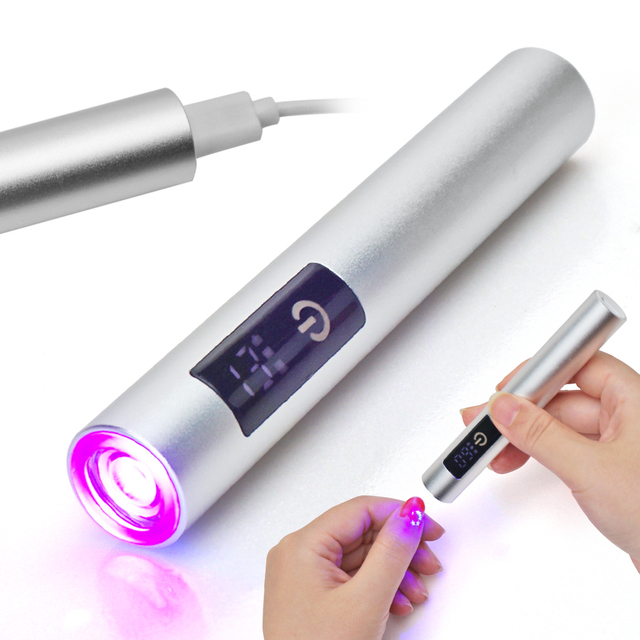 Handheld Cordless UV Nail Lamp with LCD Display, Rechargeable Mini UV LED Light Flash Cures All Soft Gels