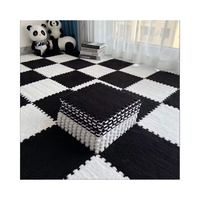 Tapis puzzle en fourrure bleue moderne, tapis en peluche hirsute à poils longs, tapis de sol antidérapant pour enfants, ensemble pour le jeu et la décoration