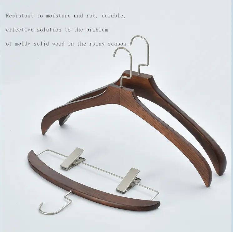 High Quality Wooden Hangers Male Female Pants Trousers Clothes Hangers With adjustable Clips