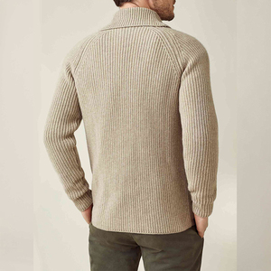 Winter Long Sleeve 100% Cashmere Knitwear Pocket Ribbed Heavy Chunky Knit <strong>Shawl</strong> <strong>Collar</strong> Old Money <strong>Cardigan</strong> <strong>Men's</strong> Sweaters Pattern - Product Image 3