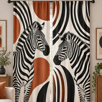 Rideaux personnalisés en gros à imprimé numérique sur le thème des animaux, motif zèbre, occultants à 70 % pour salon et chambre à coucher
