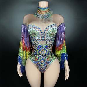 ชุดเดรสสำหรับไนท์คลับลายเพชรชุดเดรสสี2024การแสดงกายกรรมชุดเดรสพร้อมประกายสีสันสดใส - Product Image 2