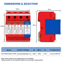 Parafoudre de type 2 40 kA 3P+N 230/400 V CA pour rail DIN, dispositif de protection contre les surtensions pour systèmes de panneaux de distribution TT TN-S
