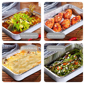 Contenedores de papel de aluminio rectangulares desechables al por mayor, tapas de inyección de varios tamaños para fiambreras de almacenamiento de alimentos - Product Image 2