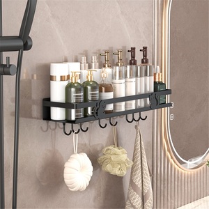 Étagères de rangement murales modernes en acier inoxydable, étanches, à double niveau, pour salle de bain, design haut de gamme sans perforation, pour serviettes - Product Image 2