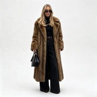 Manteau long en fausse fourrure de vison Zeyu, élégant et luxueux, pour femme, col à revers, chaud et tendance pour l'hiver, vêtements d'extérieur écologiques, manteaux en fausse fourrure pour femme ODM/OEM
