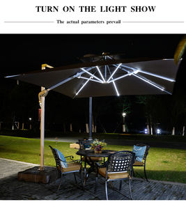 <span class=keywords><strong>Grand</strong></span> parapluie carré en aluminium pour l'extérieur Garden <span class=keywords><strong>Grand</strong></span> Roma avec 3m de rayon parasol suspendu avec lumière solaire LED pour Patio Beach - Product Image 4