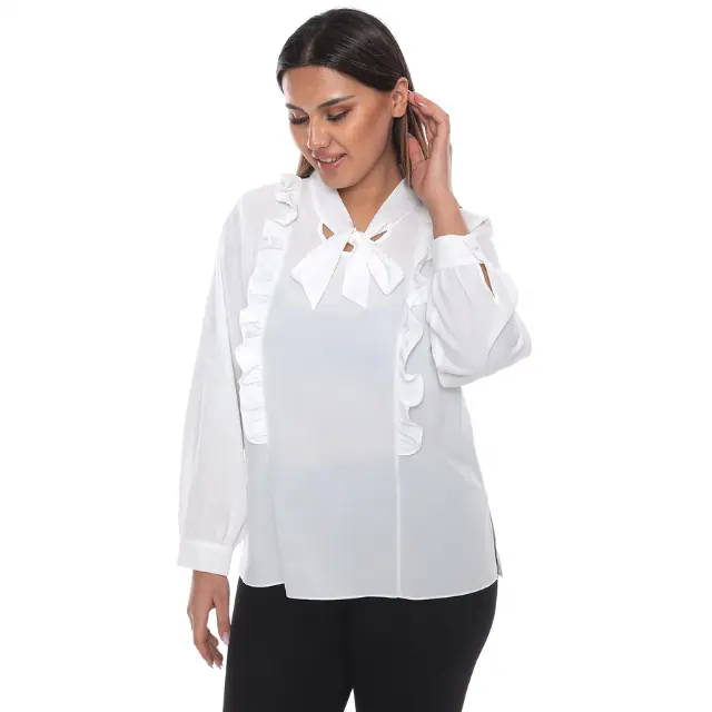 بلوزة مقاس كبير قمصان بلوزة تصميم جديد اسأل السعر ملابس حريمي كاجوال أنيقة مخصصة المصنع أفضل سعر جودة عالية