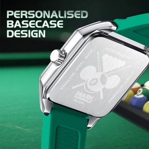 Montre à quartz pour homme Mark Fairwhale 5047, boîtier carré, cadran lumineux style billard, bracelet en caoutchouc - Product Image 3