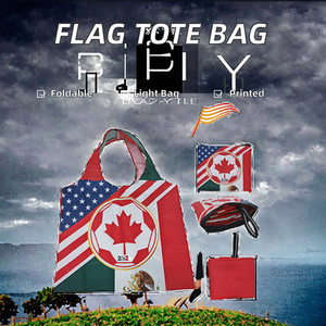 Bolsa de Mano Cuadrada Ligera Personalizable de Poliéster <span class=keywords><strong>Bieco</strong></span> con Impresión Digital para la Bandera Plegable de los Fanáticos de Canadá y México - Product Image 1