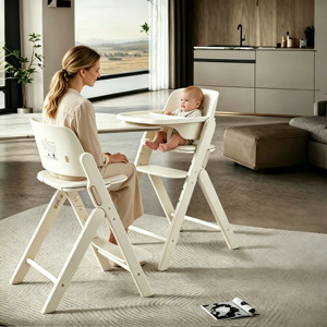 Silla Alta de Madera Plegable con Altura Ajustable y Reposapiés, Moderna para el Hogar, Sala de Estar, Ecológica, Duradera, para Comer - Product Image 2