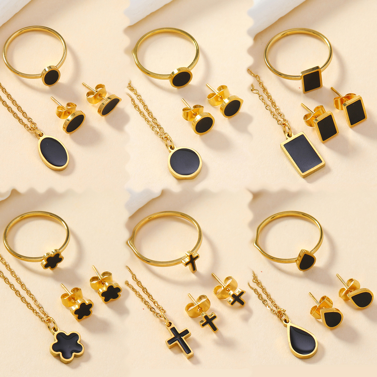 100% Genuine 18k Yellow Gold Stud Earrings Necklace and