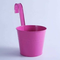 Feuille de fer de couleur moyenne seau suspendu Pot de fleur balcon garde-corps pot suspendu seau de fleur en fer crochet détachable Pot de fleur