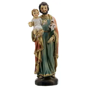 Изготовленные на заказ религиозные изделия из смолы католические статуи St. Joseph и овец фигурка религиозный подарок коллекция