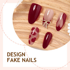 30 <span class=keywords><strong>Uñas</strong></span> Postizas Francesas de Año Nuevo con Diseño de Labios Rojos, <span class=keywords><strong>Uñas</strong></span> Artificiales con Lazo Metálico Simple para el Día de San Valentín, <span class=keywords><strong>Uñas</strong></span> Postizas de Cobertura Completa - Product Image 3