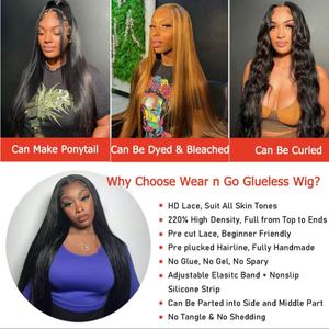 Perruques sans colle en cheveux humains, dentelle HD frontale, cheveux indiens bruts, prêtes à porter, cuticules alignées, dentelle HD frontale en cheveux humains - Product Image 6