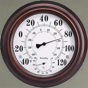 เครื่องวัดอุณหภูมิและความชื้นในอาคาร ดีไซน์หน้าปัดโลหะ ช่วงอุณหภูมิ 20-120 องศาเซลเซียส อุปกรณ์เสริมสำหรับห้องซาวน่าในบ้าน - Product Image 1