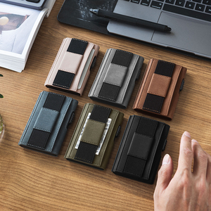 TILONSTAR TVC320 Custom Logo <b>RFID</b> Business Aluminum ID Card Holder Slim Leather Pop up <b>Wallet</b> With Money Pocket Mezzanine - Product Image 6