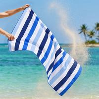 Serviettes de plage bio à rayures en microfibre, sans sable, pour le sport et l'été, rectangulaires, double face, sublimation OEM