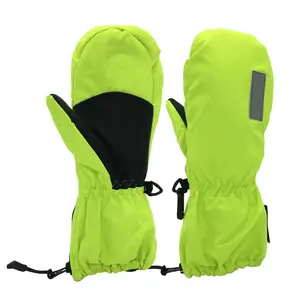 Mitaines de ski d'hiver imperméables de style classique de conception OEM, jaune néon - Product Image 1