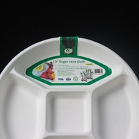 Vaisselle jetable en canne à sucre 100% biodégradable personnalisable, assiette ronde blanche de 10 pouces pour les restaurants et le camping