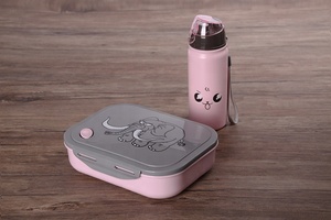 Phim Hoạt Hình Động Vật Voi Hộp Ăn Trưa Với Chai Nước Thiết Lập Và Muỗng An Toàn Nhựa Thực Phẩm <span class=keywords><strong>Container</strong></span> Cho Trẻ Em Để Các Trường Học - Product Image 5