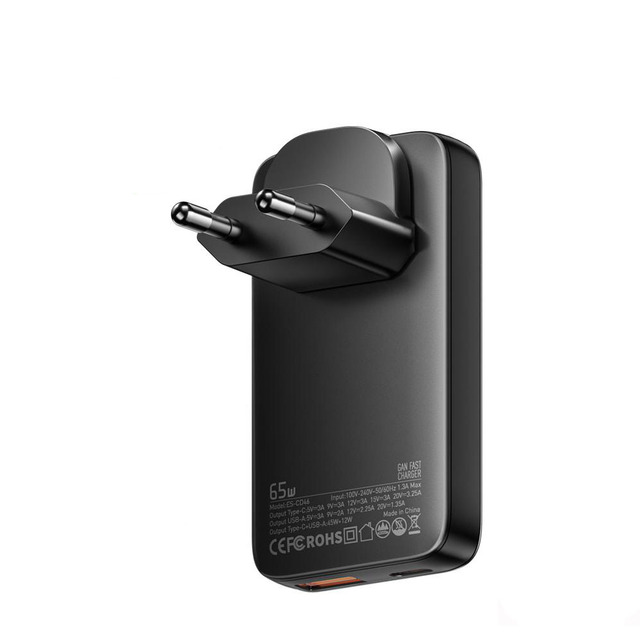 Ultra-Thin 65W Gan Travel Charger Quick Charge 4.0 PD3.0 PPS Portable Type C Charger for Phone Laptop