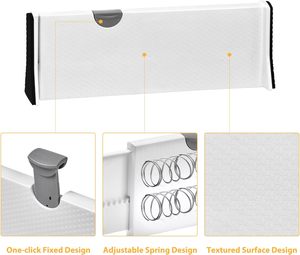 Organisateur de tiroir extensible multifonctionnel et écologique en ABS moulé par injection, réglable et rectangulaire pour chambre à coucher - Product Image 5