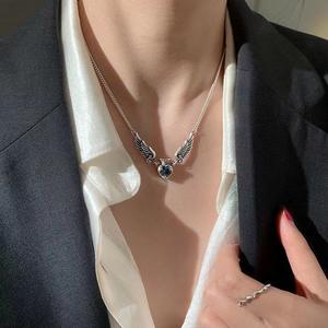 Vintage Distressed Retro Heart Crown Wing Collier Cadeau de vacances Bijoux Y2k Collier Bijoux Accessoires - Product Image 4