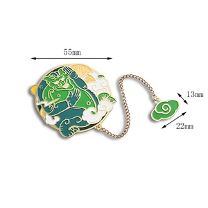 ที่คั่นหนังสือโลหะเคลือบสีเขียวรูปทรงกลมลายการ์ตูนสร้างสรรค์พร้อมสายโซ่ - Product Image 6