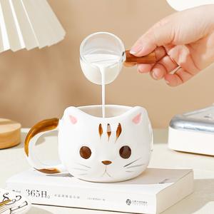 Tasse en porcelaine écologique de 430 ml avec motif de chat de dessin animé, mignonne tasse à eau pour la maison, mug à lait pour le petit-déjeuner, motif dessiné à la main, vente en gros - Product Image 6