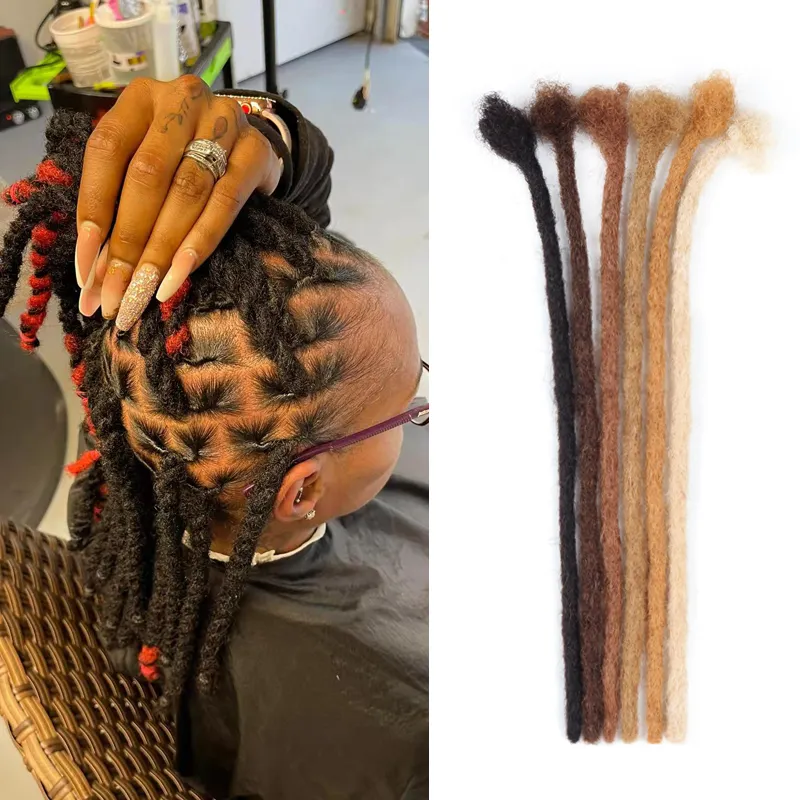 VAST dreadlock human hair extensions afro kinky curly hair crochet dreadlocks handmade loc extensions 0.4cm 0.6cm 0.8cm