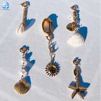 Breloques de maillot de bain d'été plaquées or, étanches, motif soleil, étoile de mer, tortue, coquillage, pour la fabrication de bijoux