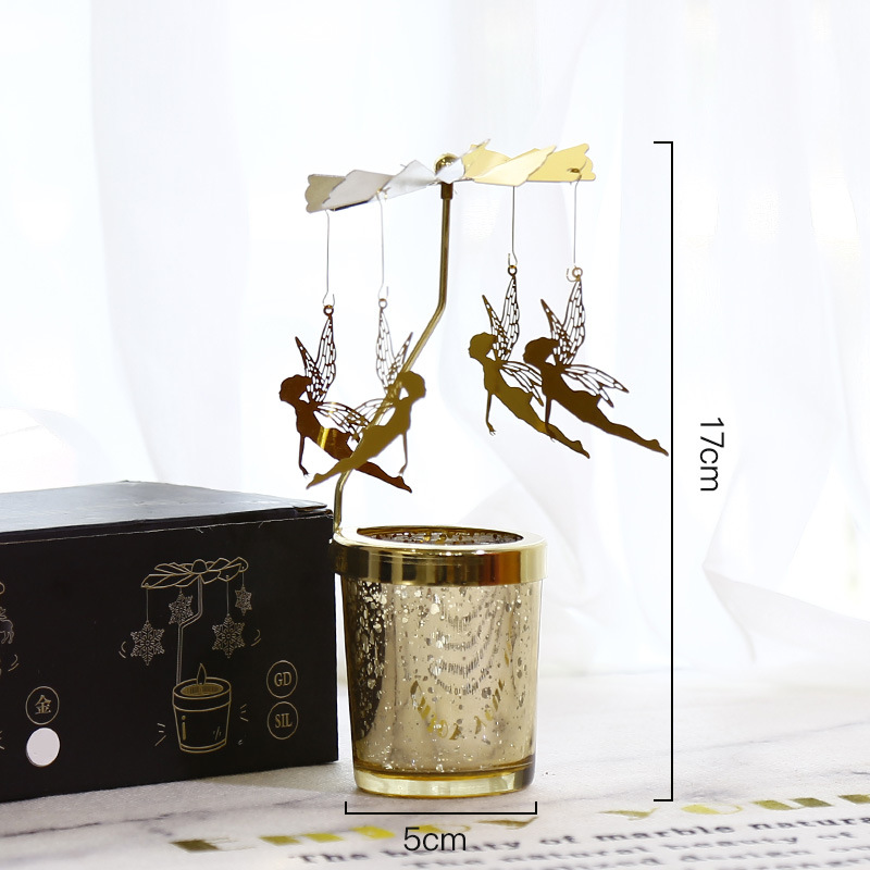 Spinning Candle Holder Deer Rotating Candlestick Romantic Trotting Horse Lamp For Home 7
