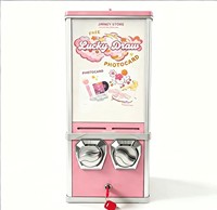 Distributeur de tatouages éphémères KV25 – Distributeur d'autocollants/cartes acceptant les pièces de monnaie – Rose et blanc – Modèle de comptoir/sur pied pour la vente au détail