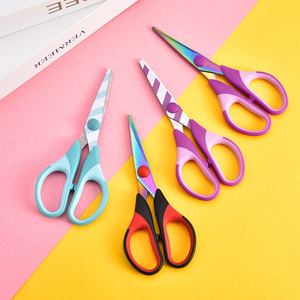 Stainless Steel Colored Titanium Scissors 5.5 Inch V Shaped For Craft <b>Paper</b> Cutting Office Use - Product Image 1