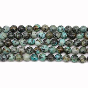 Perles rondes en turquoise africaine, pierres naturelles bleues pour la fabrication de bijoux, bracelets DIY, fournitures artisanales, 8 mm, brin de 15 pouces - Product Image 5