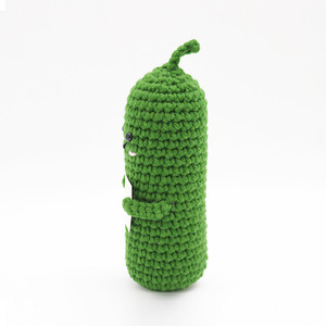 Cross-border best-selling giant cucumber crocheted <b>doll</b> with funny emojis, cute yarn <b>doll</b>. - Product Image 3