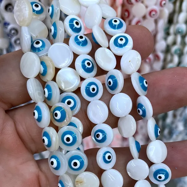 Wholesale White Mother of Pearl Natural MOP Shell Round Cabochon Eye Loose Beads for 925 Silver Pendant Jewelry Making