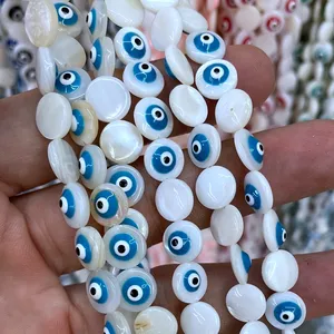 Wholesale White Mother Of Pearl Natural MOP Shell Round Cabochon Eye Loose Beads For 925 Silver Pendant Jewelry Making