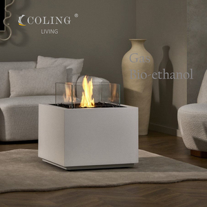 007 Table de jardin extérieure luxueuse en fibre de verre en béton Table de foyer au <span class=keywords><strong>propane</strong></span> Table de foyer moderne en verre - Product Image 4