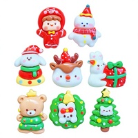 Accessoires de Noël en résine pour bricolage, motifs animaux, décorations pour coques de téléphone, aimants de réfrigérateur, bonhomme de neige, renne, garnitures décoratives