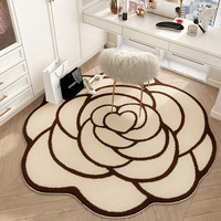 Tapis de salon - Style carré, motif plantes et fleurs, résistant aux taches, facile d'entretien, durable, en velours cristal, style Instagram
