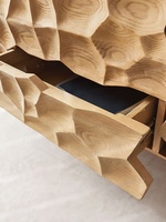 Buffet en chêne texturé 3D de style nordique contemporain avec tiroirs de rangement pour la décoration intérieure