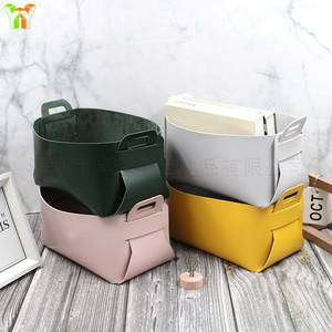Cesta de almacenamiento plegable de cuero nórdico para aperitivos, juguetes y artículos diversos del hogar, caja de almacenamiento portátil reforzada para ropa sucia - Product Image 2
