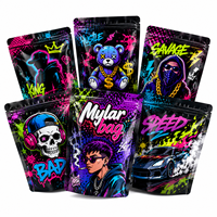 Sachets Mylar noirs personnalisés imprimés, refermables avec fermeture éclair et encoche de déchirement